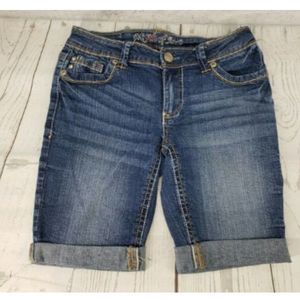 Myth of Jade Denim Cuffed Shorts Sz 4 Rhinestone